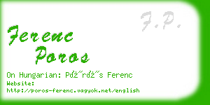 ferenc poros business card